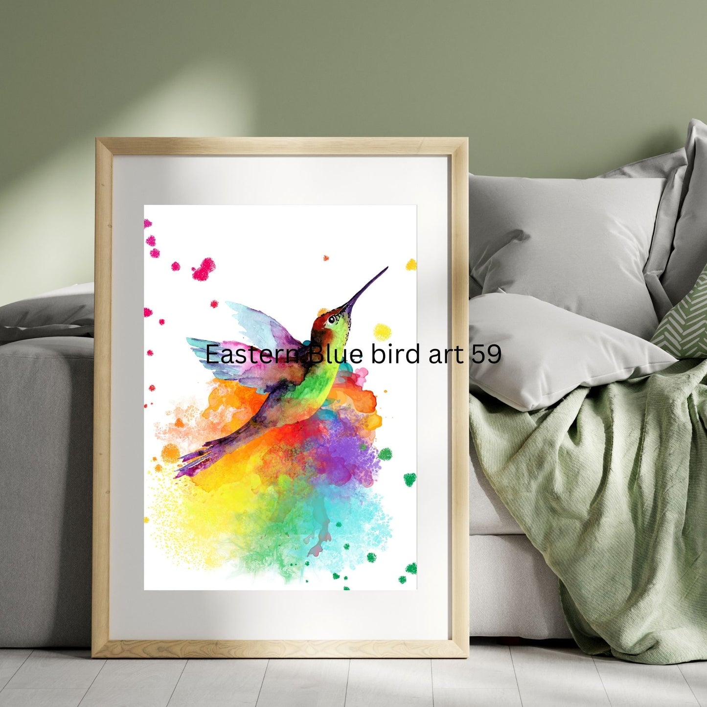 Colorful Hummingbird Decor, Bird Lover Art Print, Tropical hummingbird illustration Posters, Nature-Inspired Bird Art, Eastern Blue bird 60