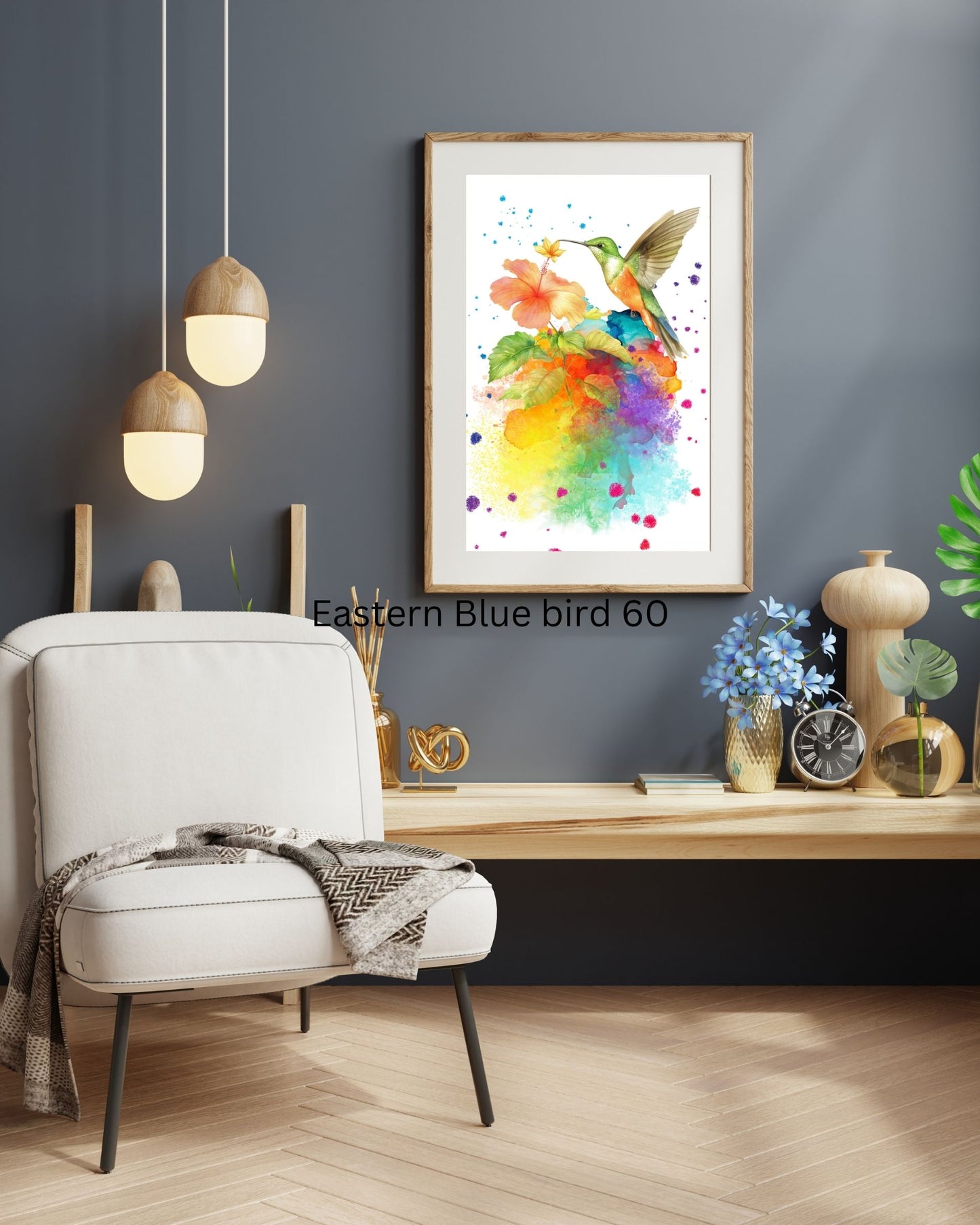 Vibrant Humming Bird Art Poster