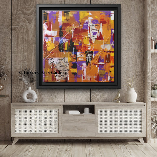 Jackson Pollock Style Multicolor Drip Painting – Abstract Art Print on 1.25" Deep Stretched Canvas Wall Art, PRINTS - 1001