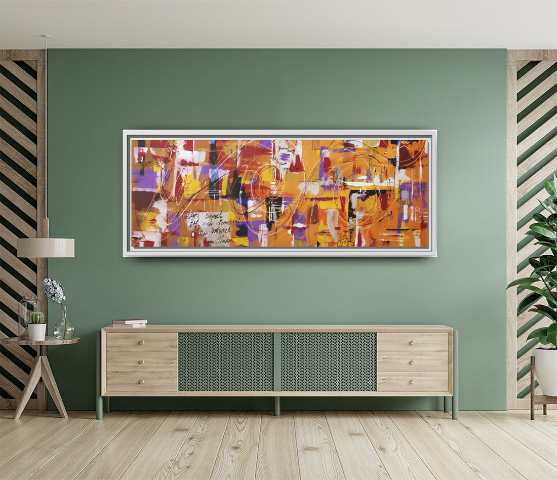 Jackson Pollock Style Multicolor Drip Painting – Abstract Art Print on 1.25" Deep Stretched Canvas Wall Art, PRINTS - 1001