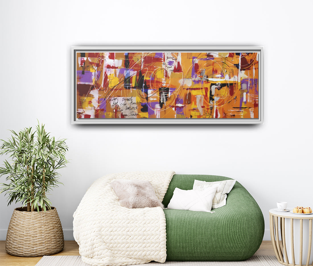 Jackson Pollock Style Multicolor Drip Painting – Abstract Art Print on 1.25" Deep Stretched Canvas Wall Art, PRINTS - 1001