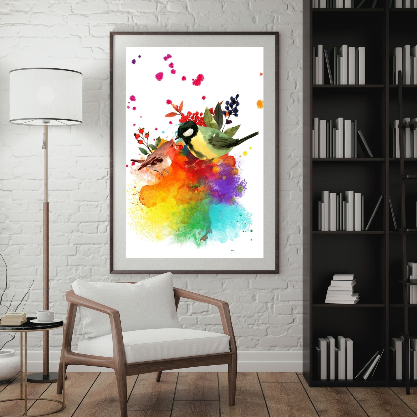 Tropical Two Birds Chickadee Art