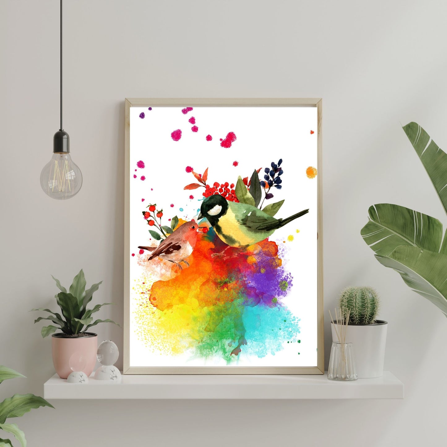 Tropical Two Birds Chickadee Art