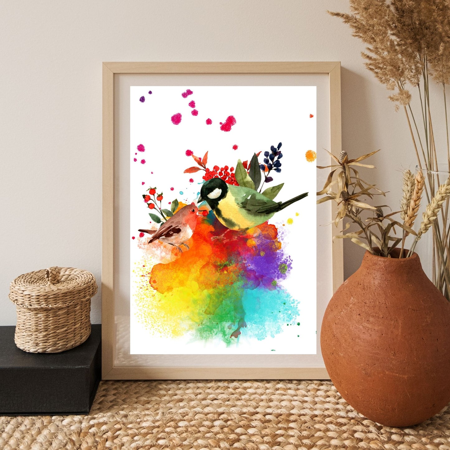 Tropical Two Birds Chickadee Art