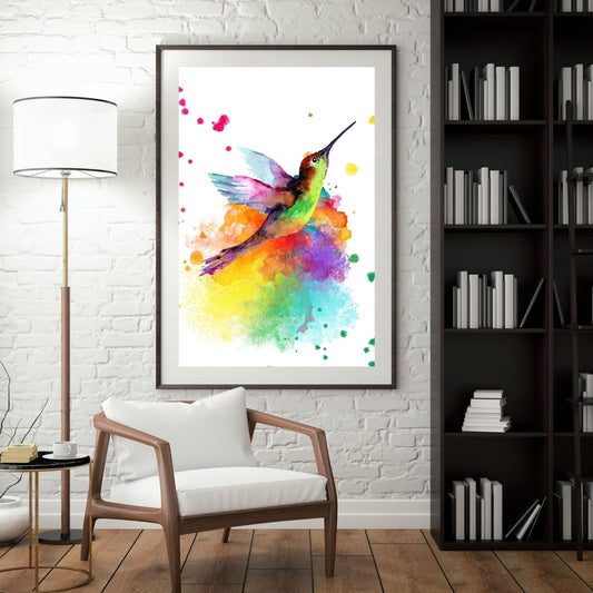 Colorful Hummingbird Decor, Bird Lover Art Print, Tropical hummingbird illustration Posters, Nature-Inspired Bird Art, Eastern Blue bird 60