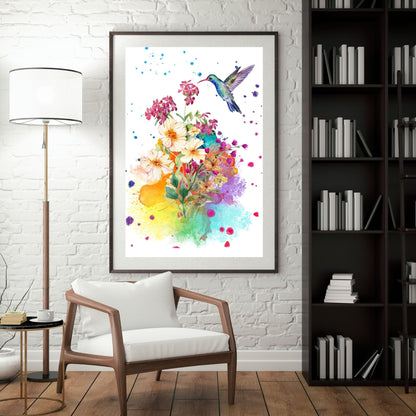 Hummingbird Art - Flying Bird Wall Art