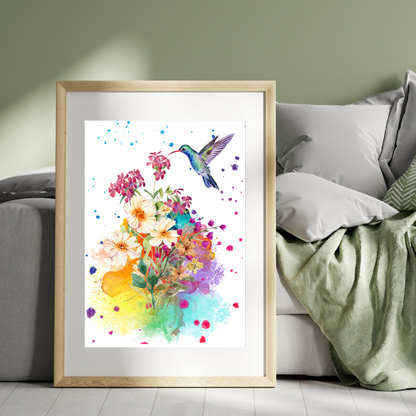 Hummingbird Art - Flying Bird Wall Art