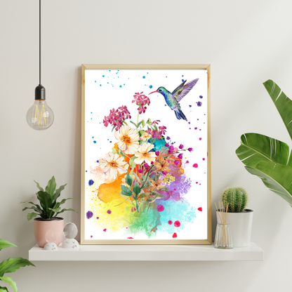 Hummingbird Art - Flying Bird Wall Art