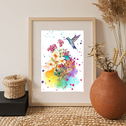 Hummingbird Art - Flying Bird Wall Art